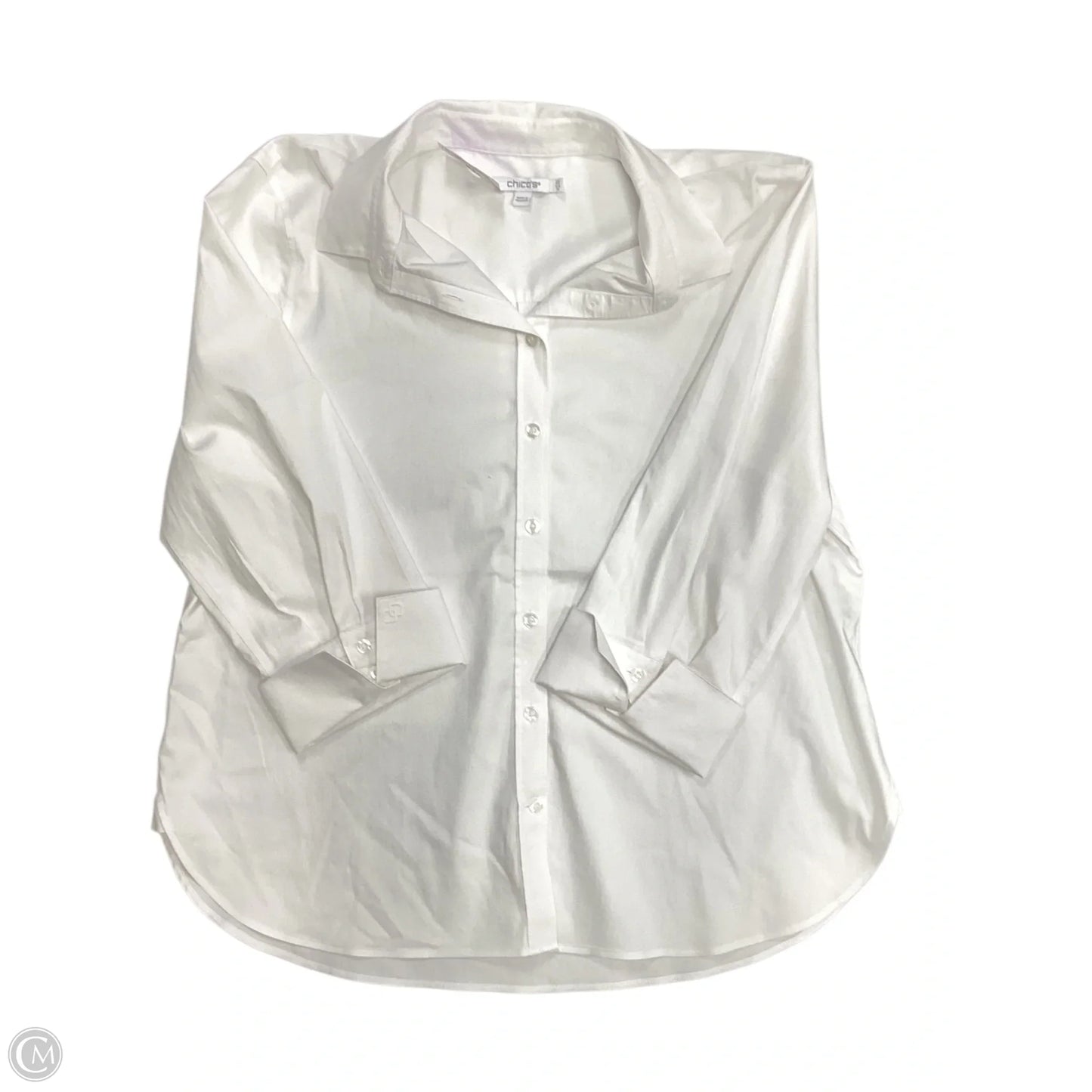 Blouse 3/4 Sleeve By Chicos In White, Size: 14