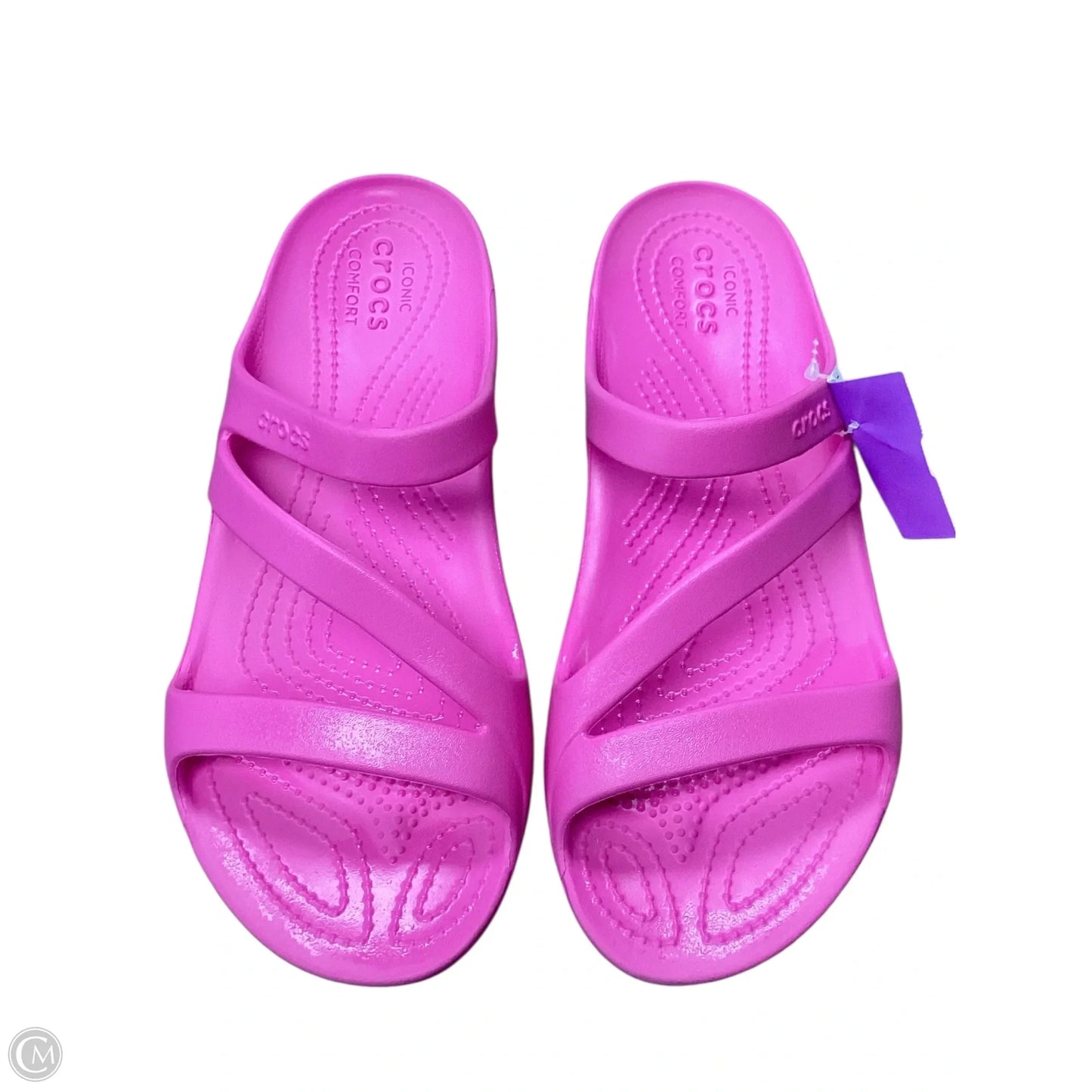 Sandals Flats By Crocs In Pink, Size: 8