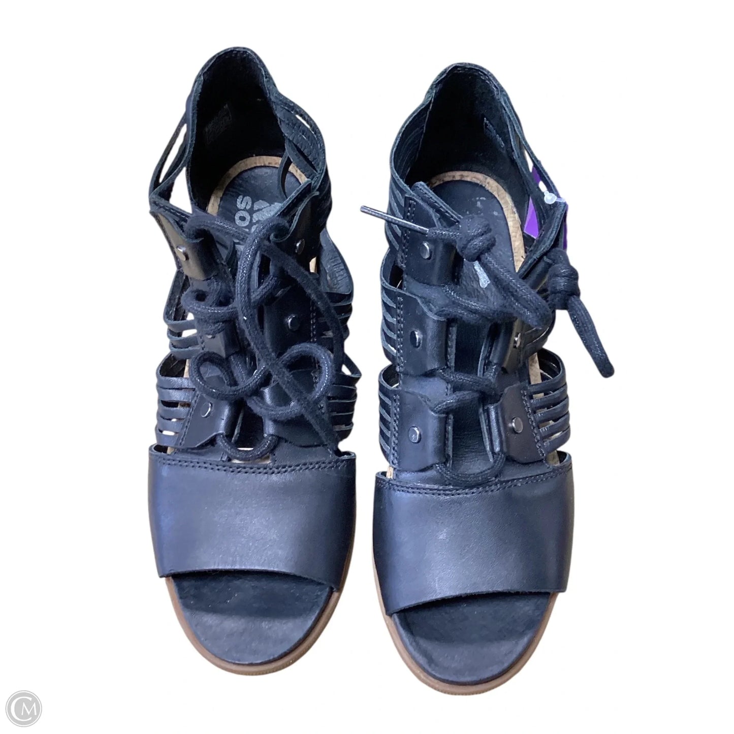 Sandals Heels Wedge By Sorel In Black, Size: 7