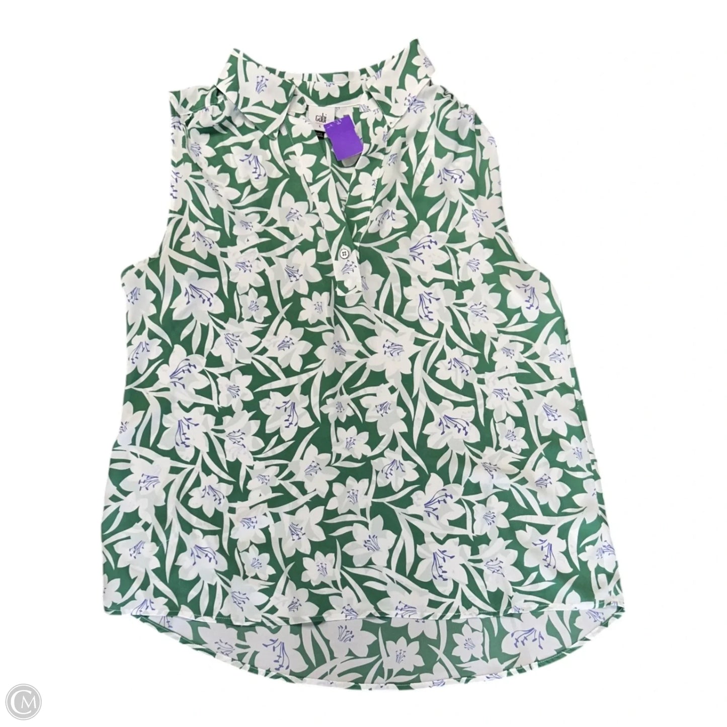 Top Sleeveless By Cabi In Floral Print, Size: L