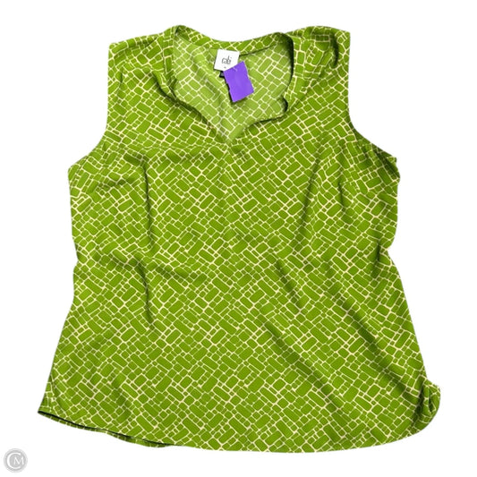 Top Sleeveless By Cabi In Green & Tan, Size: M
