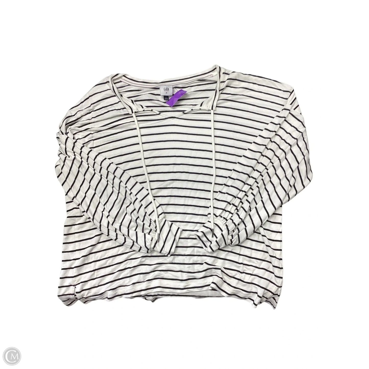 Top Long Sleeve By Cabi In Black & White, Size: M