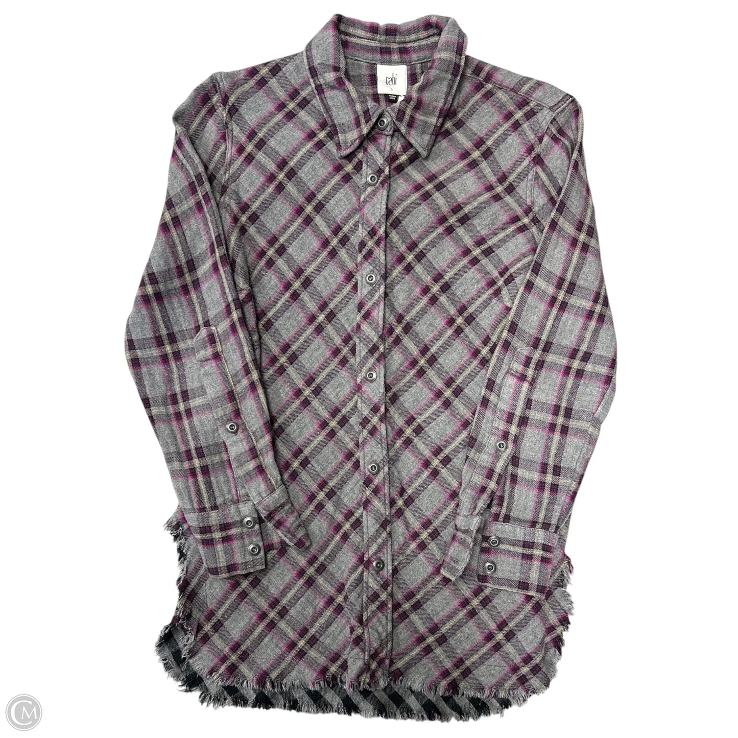 Blouse Long Sleeve By Cabi In Grey & Purple, Size: S
