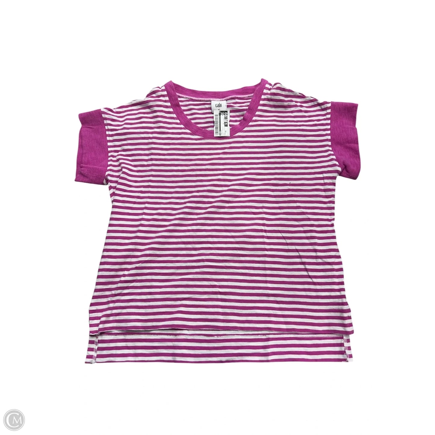 Top Short Sleeve By Cabi In Pink & White, Size: Xs