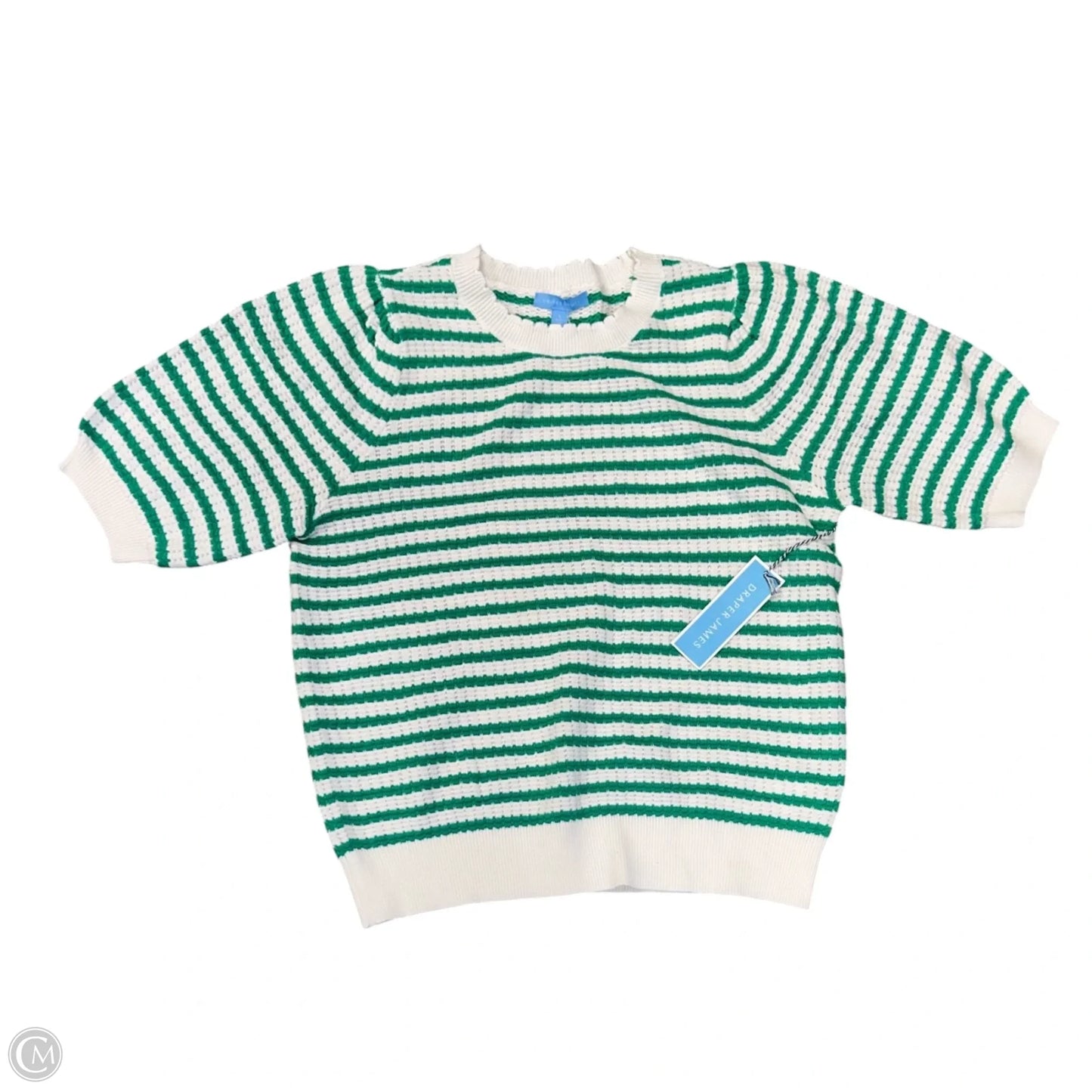 Sweater By Draper James In Green & White, Size: L