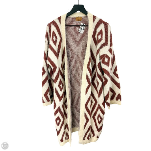 Sweater Cardigan By Pol In Red & White, Size: M