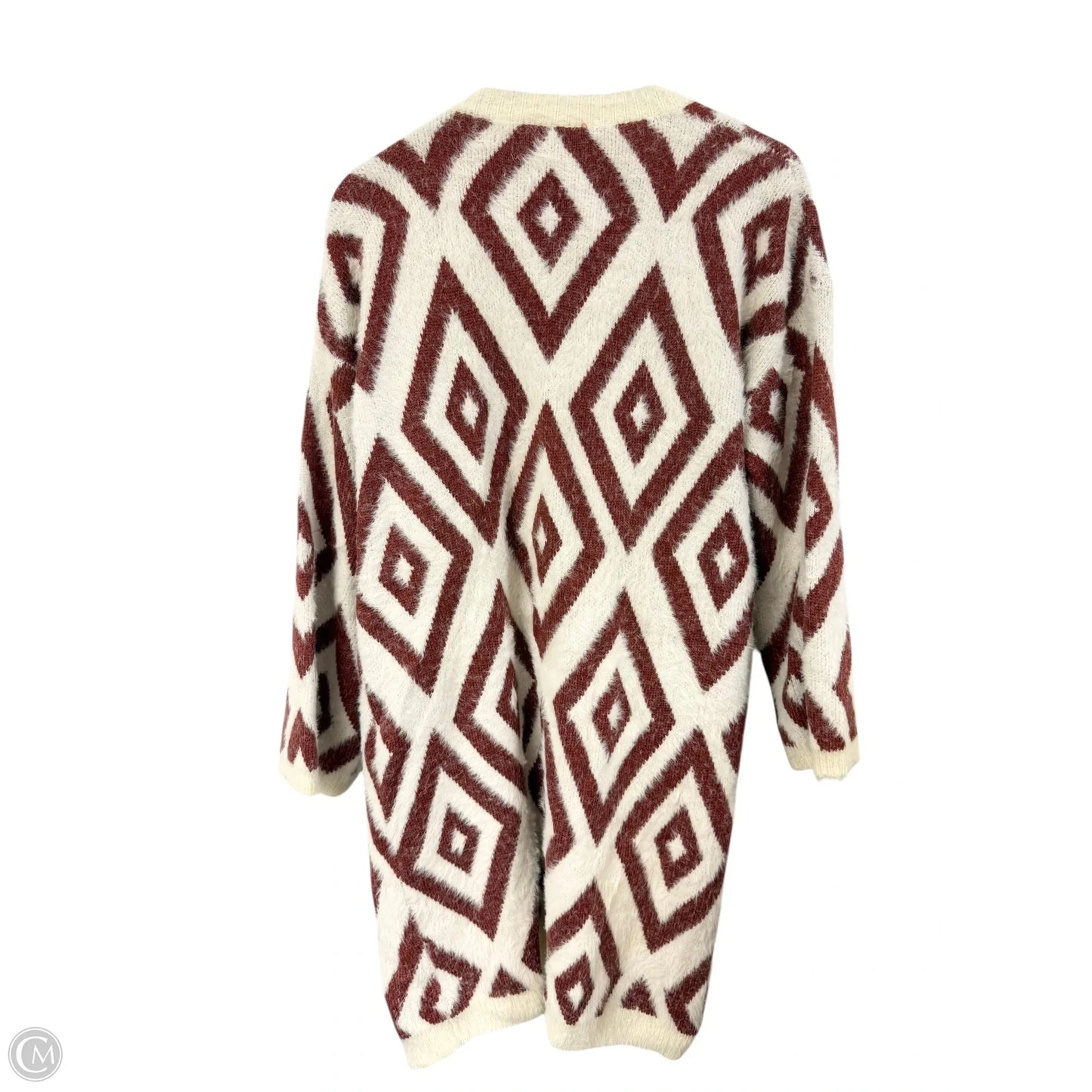 Sweater Cardigan By Pol In Red & White, Size: M