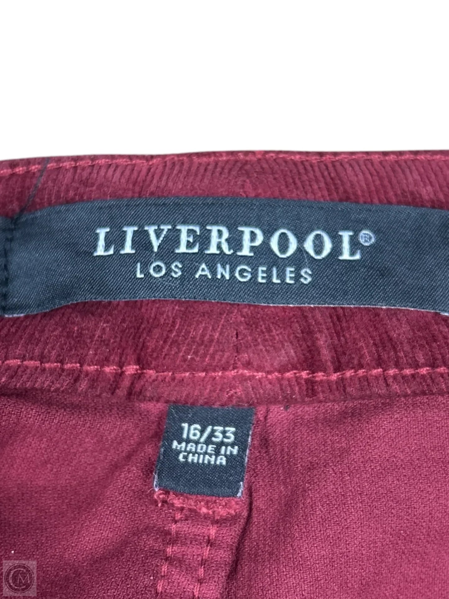 Pants Corduroy By Liverpool In Red, Size: 16