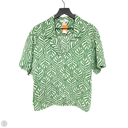 Blouse Short Sleeve By H&m In Cream & Green, Size: Xl