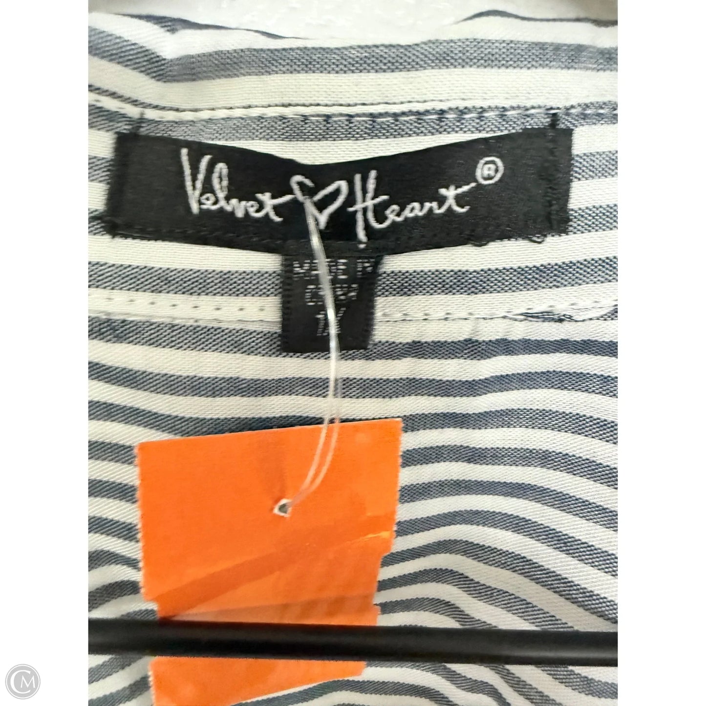 Blouse Short Sleeve By Velvet Heart In Striped Pattern, Size: 1x