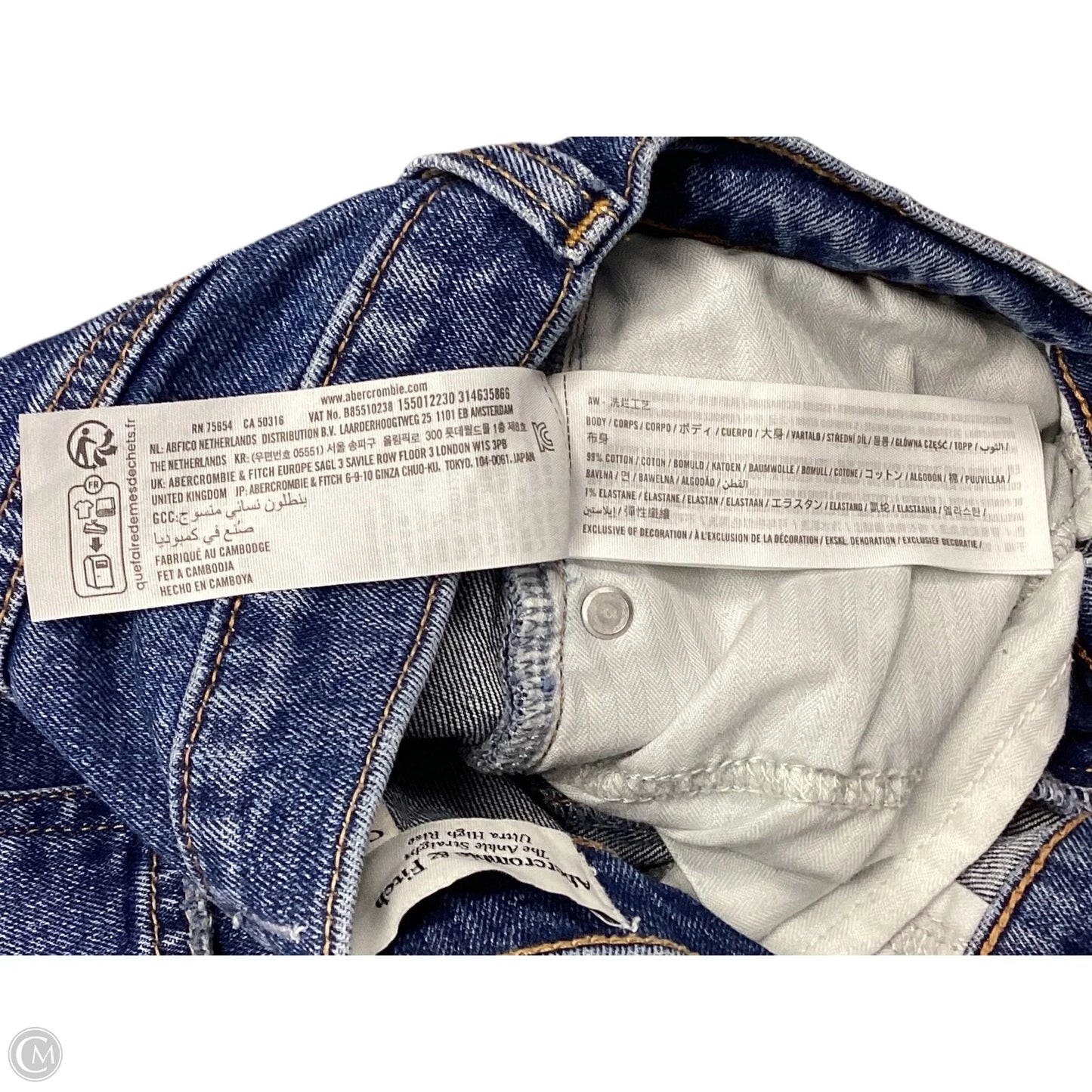 Jeans Straight By Abercrombie And Fitch In Blue Denim, Size: 4