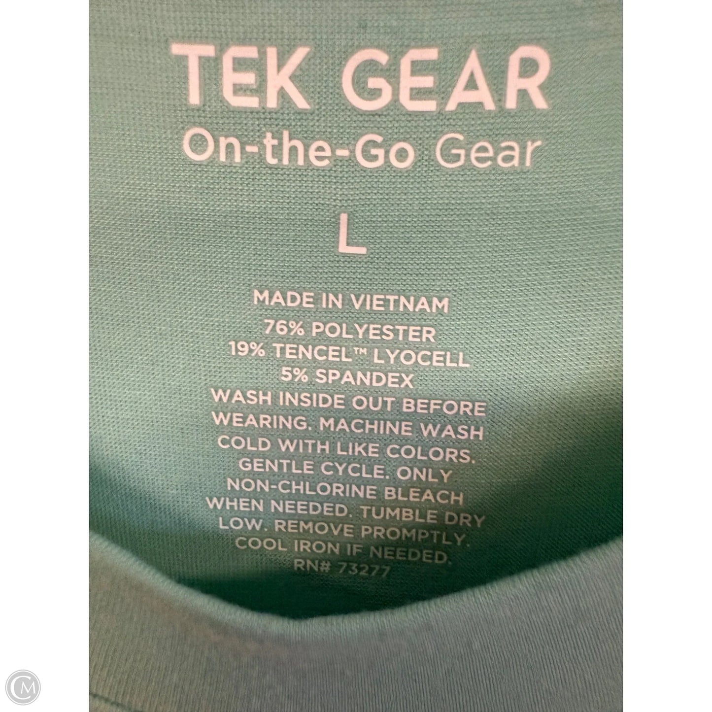Athletic Top Long Sleeve Crewneck By Tek Gear In Aqua, Size: L
