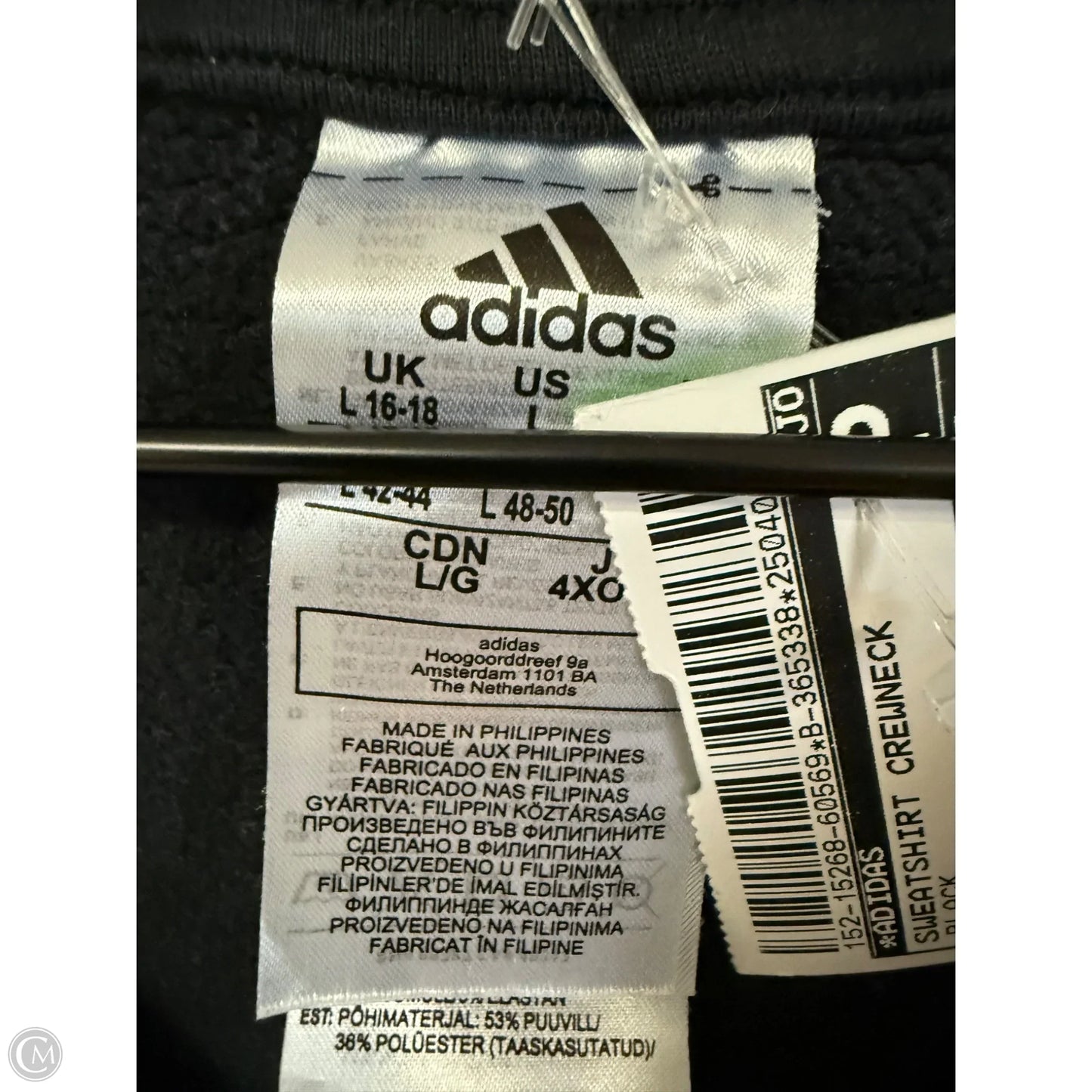 Sweatshirt Crewneck By Adidas In Black, Size: L