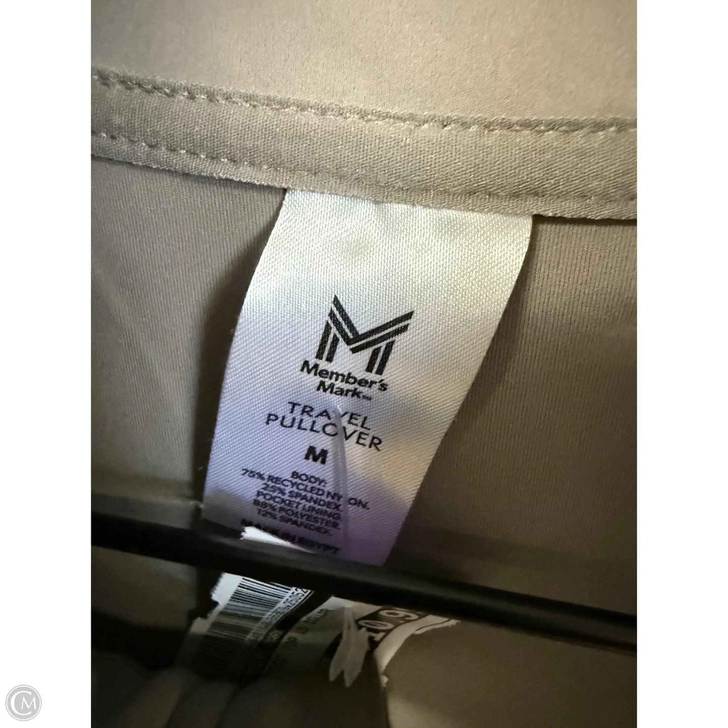 Athletic Top Long Sleeve Collar By Members Mark In Taupe, Size: M