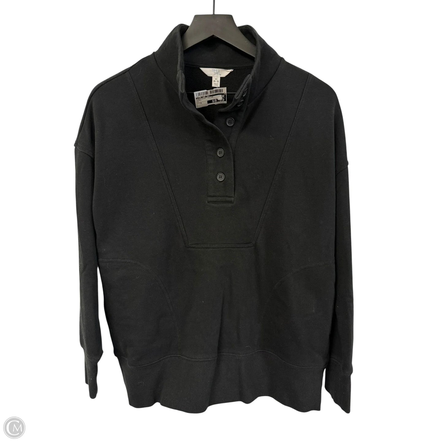 Sweatshirt Collar By Time And Tru In Black, Size: M