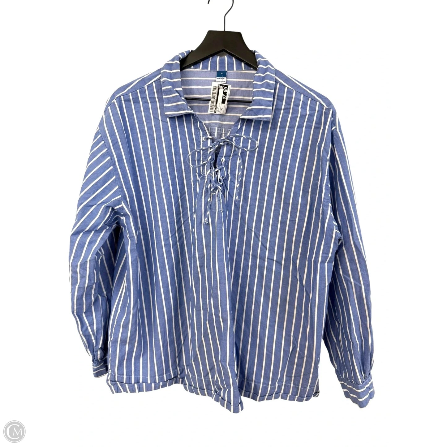 Top Long Sleeve By Old Navy In Blue & White, Size: Xl