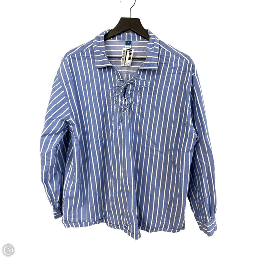 Top Long Sleeve By Old Navy In Blue & White, Size: Xl