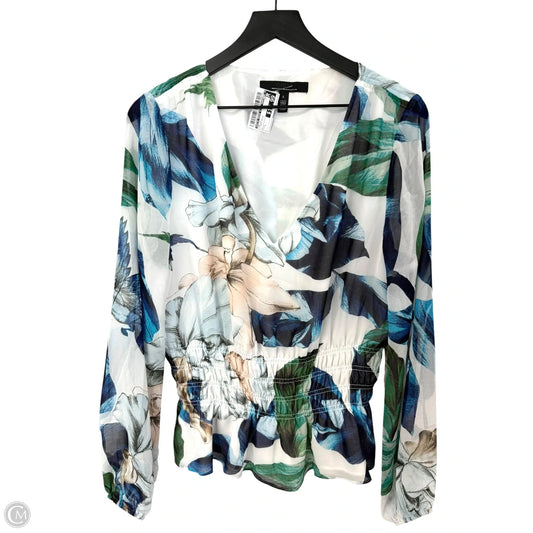 Top Long Sleeve By White House Black Market In Floral Print, Size: L
