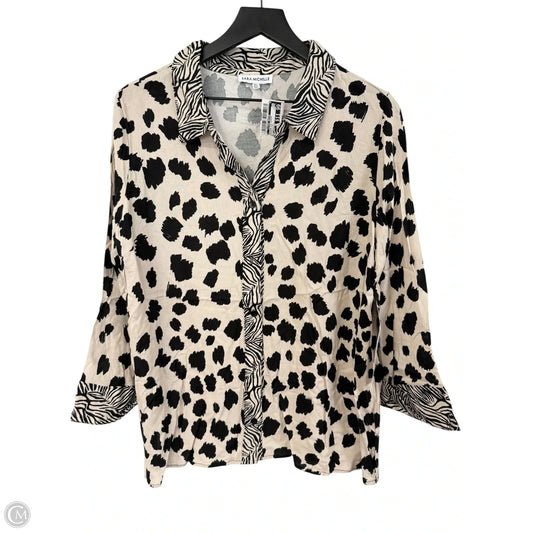 Blouse 3/4 Sleeve By Clothes Mentor In Black & Tan, Size: Xl