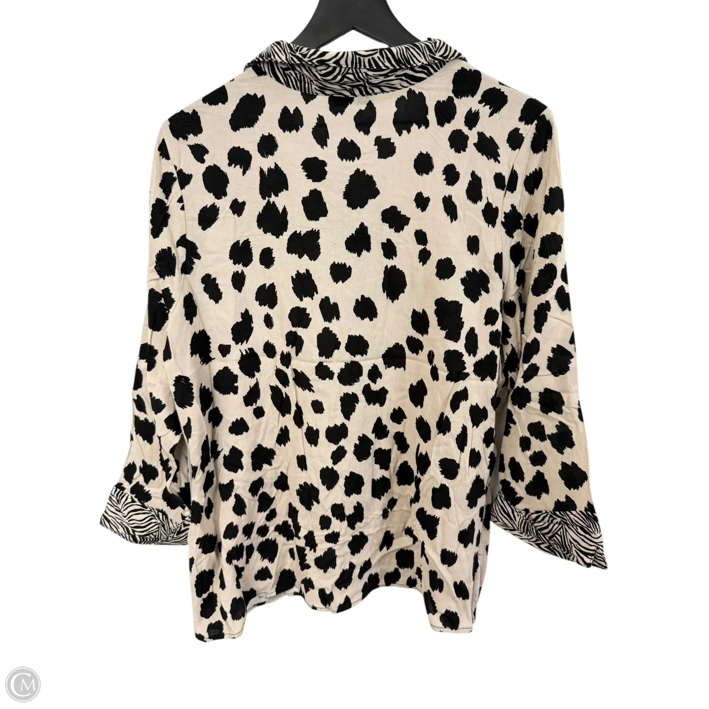 Blouse 3/4 Sleeve By Clothes Mentor In Black & Tan, Size: Xl