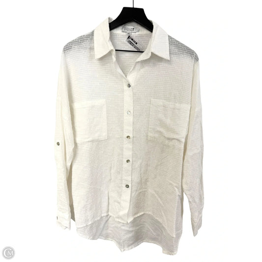 Blouse Long Sleeve By Molly Bracken In White, Size: L