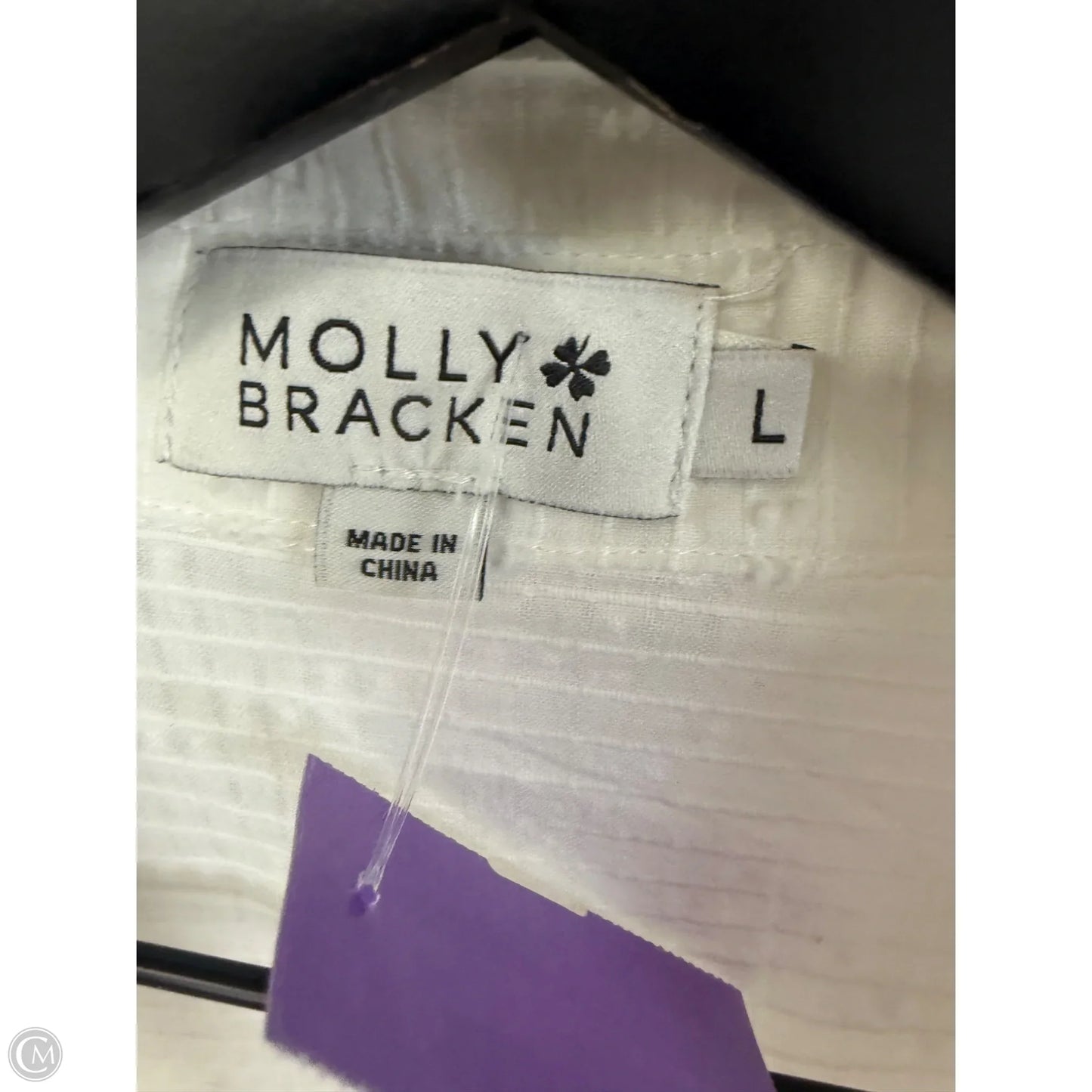 Blouse Long Sleeve By Molly Bracken In White, Size: L