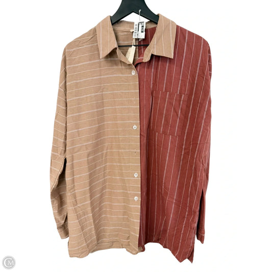 Blouse Long Sleeve By Hem & Thread In Brown & Pink, Size: L