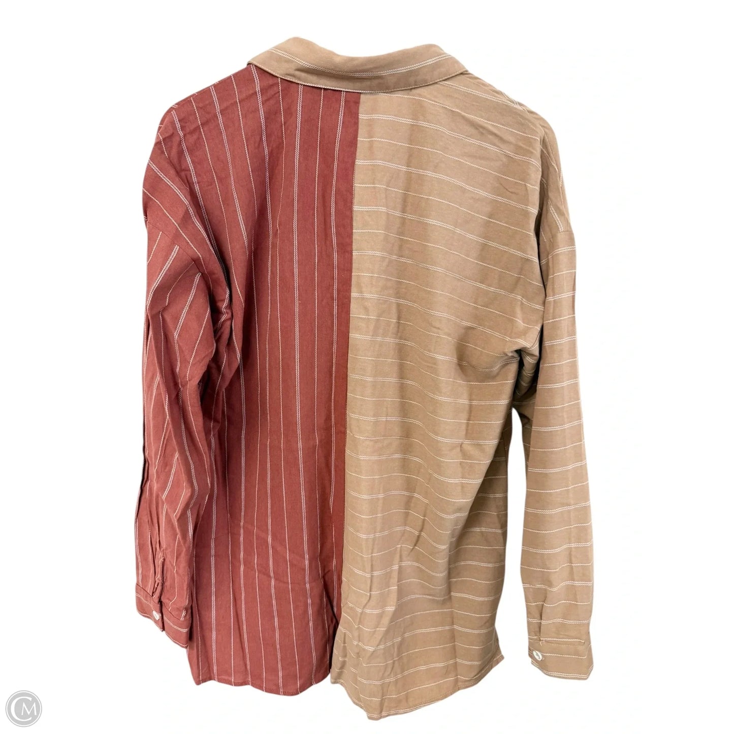 Blouse Long Sleeve By Hem & Thread In Brown & Pink, Size: L