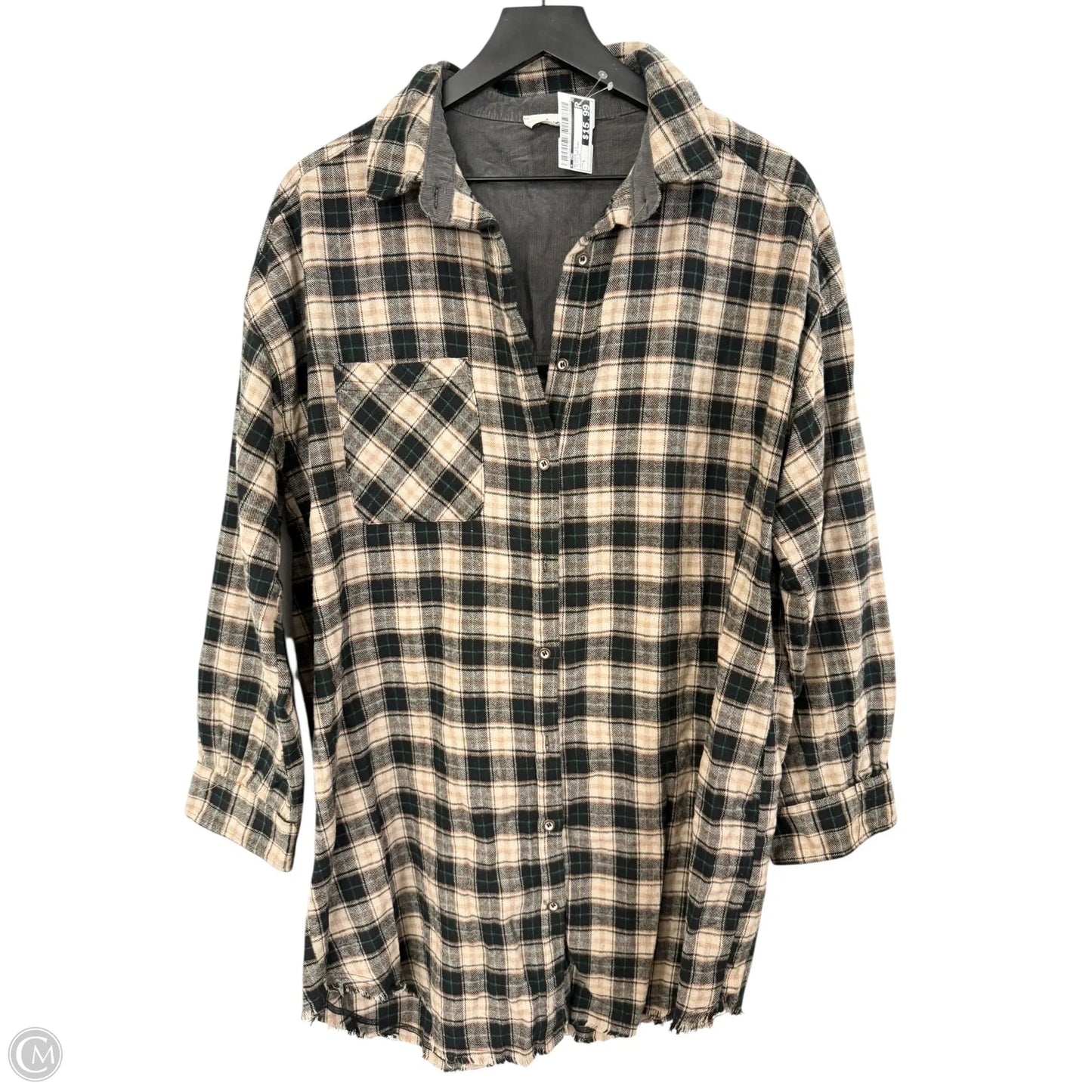 Blouse Long Sleeve By Cmc In Plaid Pattern, Size: L