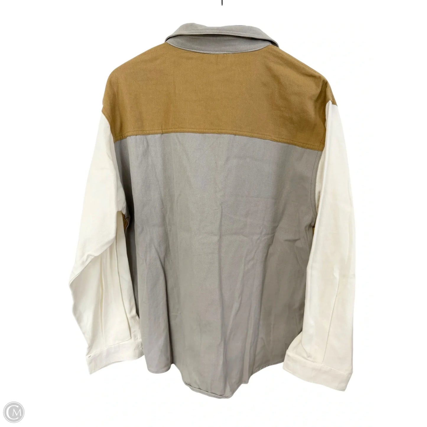 Blouse Long Sleeve By Le Lis In Grey & Tan, Size: L