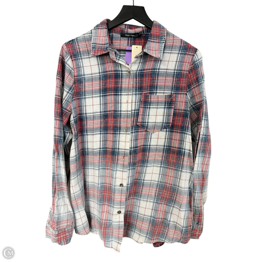 Blouse Long Sleeve By Doe & Rae In Blue & Red & White, Size: L