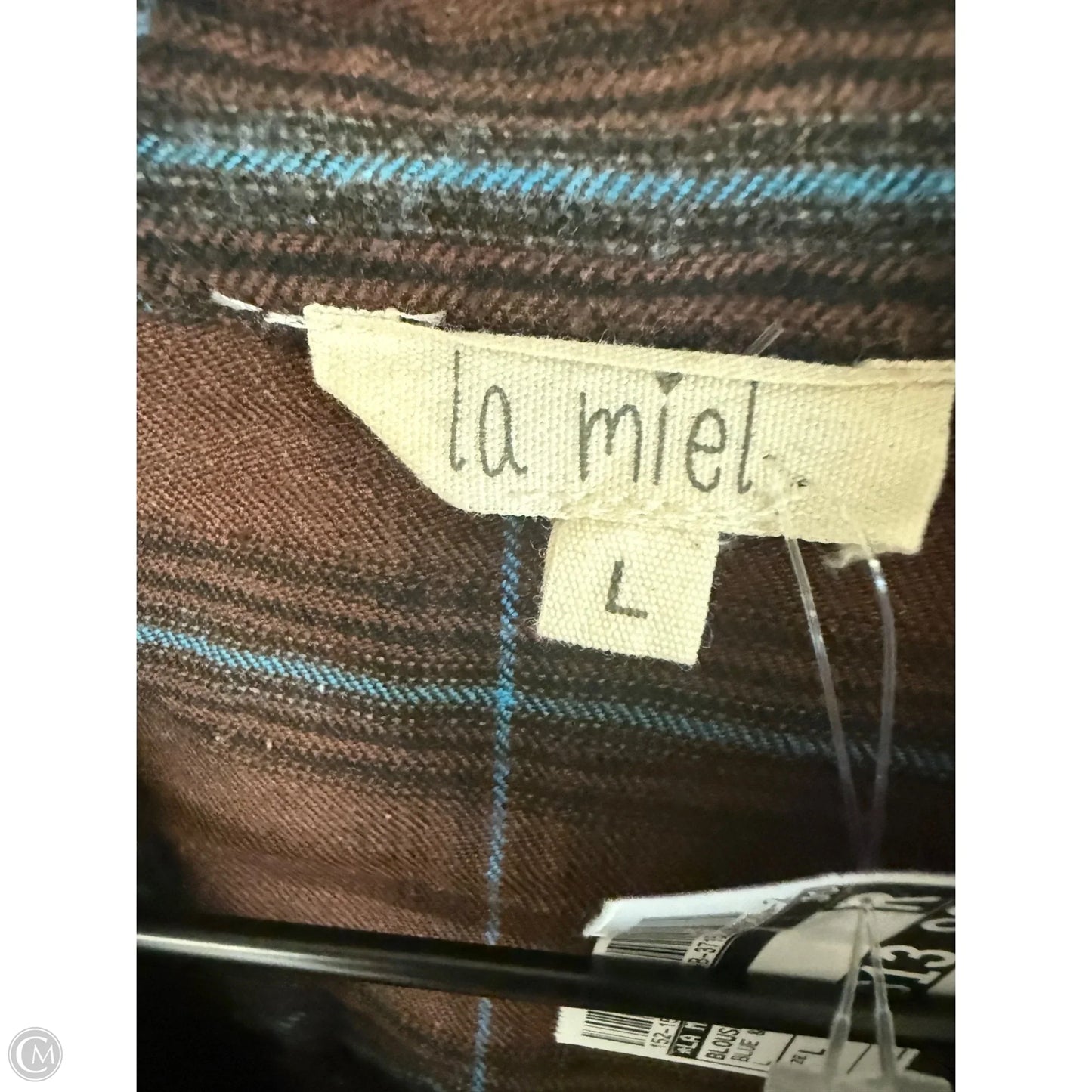 Blouse Long Sleeve By La Miel In Blue & Brown, Size: L