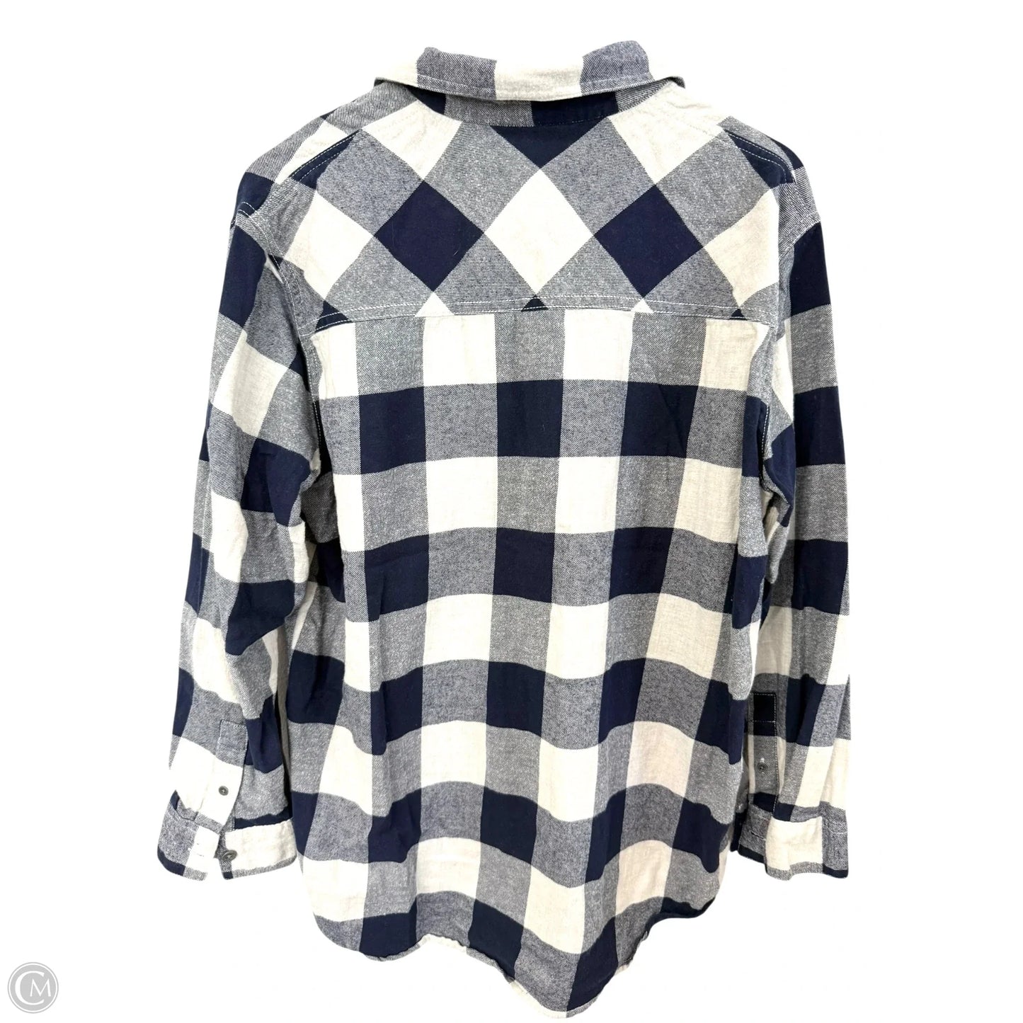 Blouse Long Sleeve By Clothes Mentor In Blue & Cream, Size: Xl