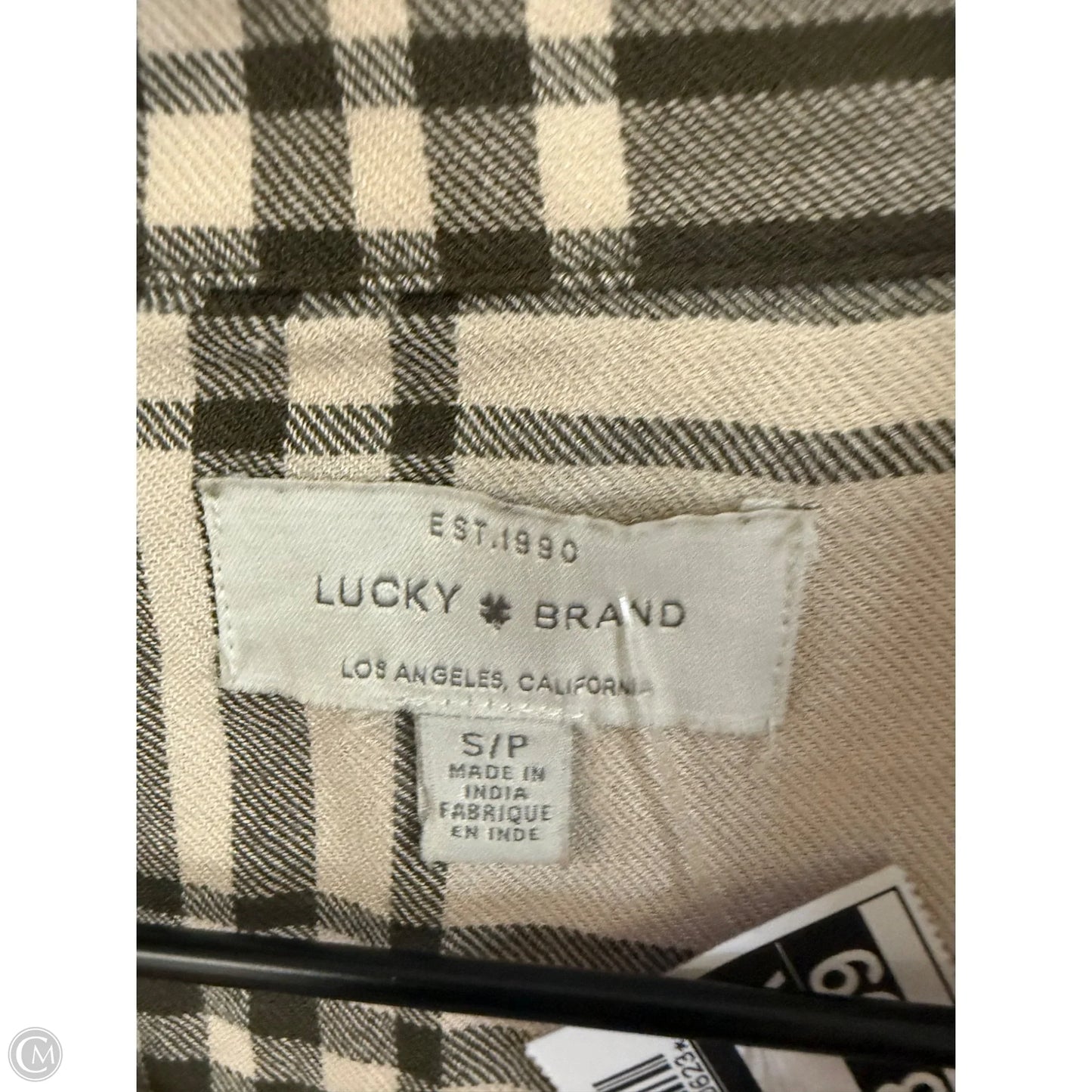 Blouse Long Sleeve By Lucky Brand In Green & Tan, Size: S
