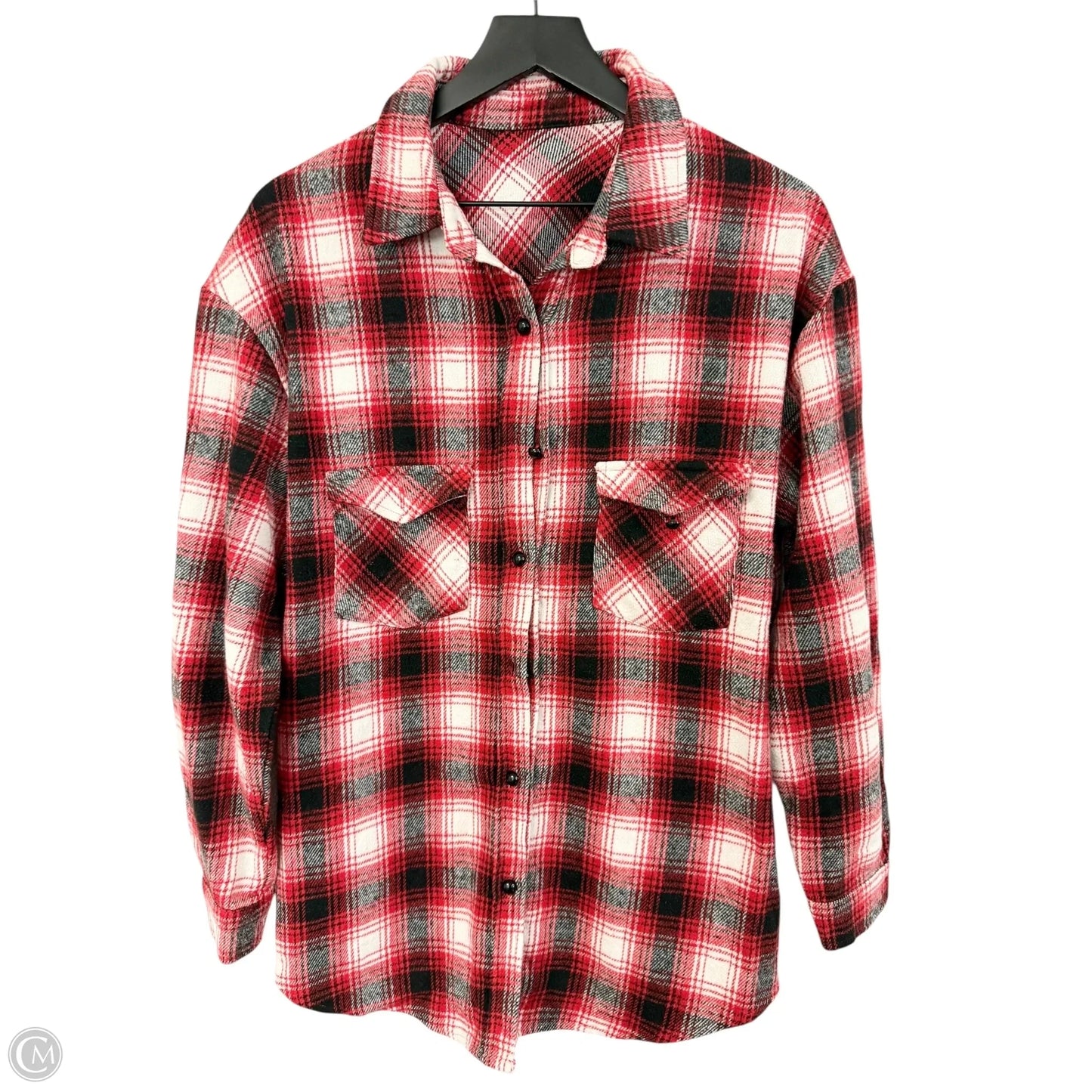 Blouse Long Sleeve By Cmf In Black & Red, Size: L