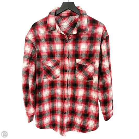 Blouse Long Sleeve By Cmf In Black & Red, Size: L