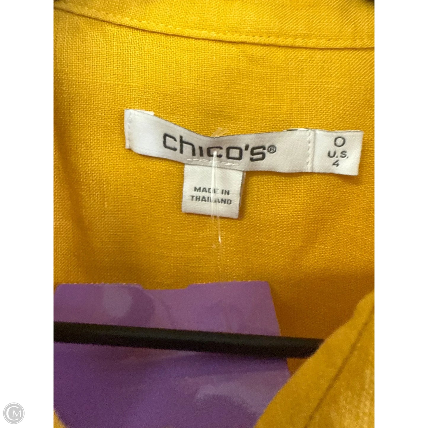 Blouse 3/4 Sleeve By Chicos In Yellow, Size: S