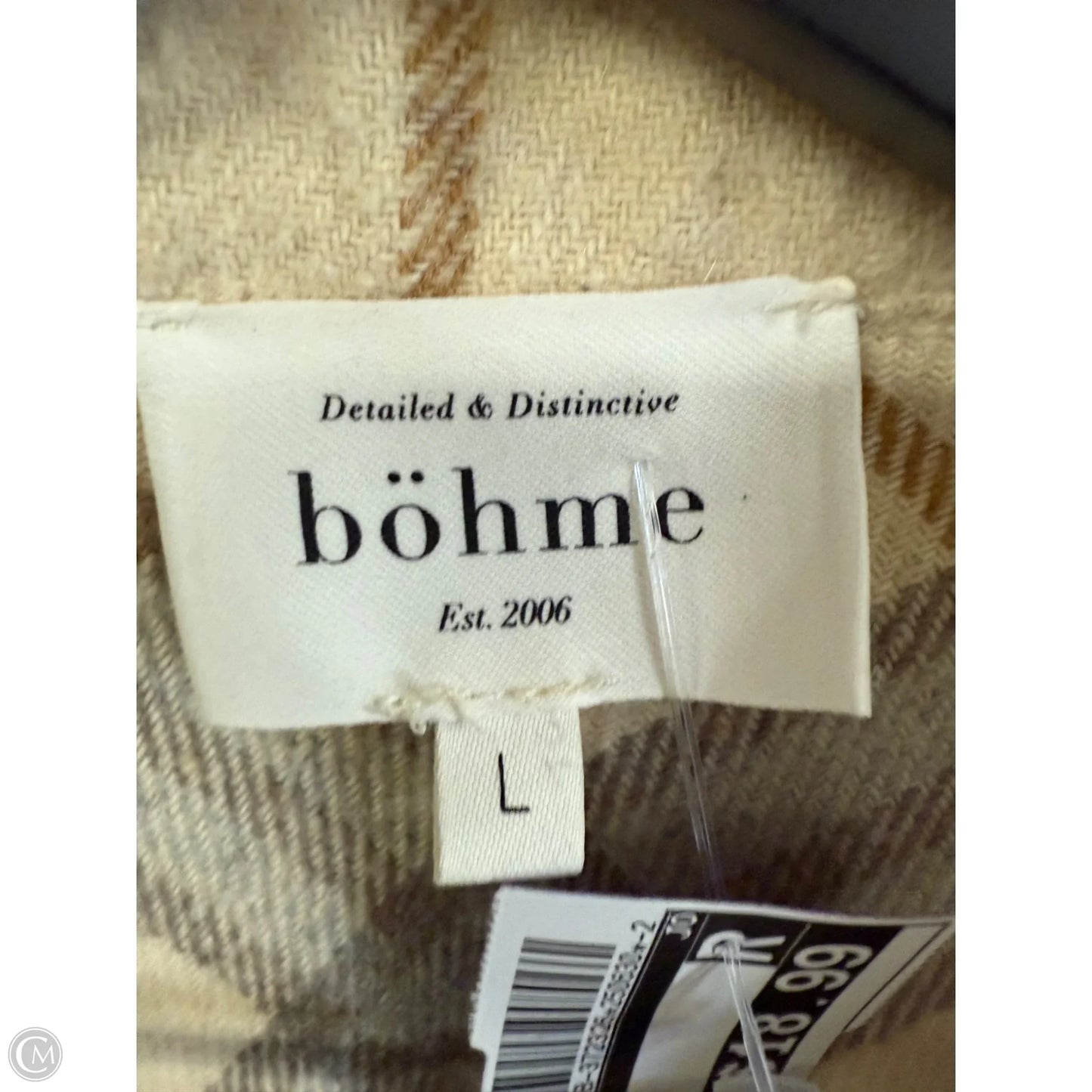 Jacket Shirt By Bohme In Grey & Tan, Size: L