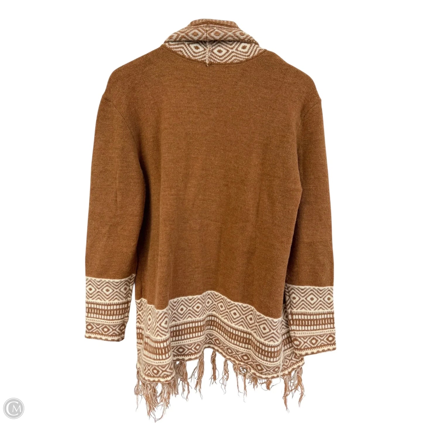 Sweater Cardigan By Kori America In Brown & Cream, Size: M