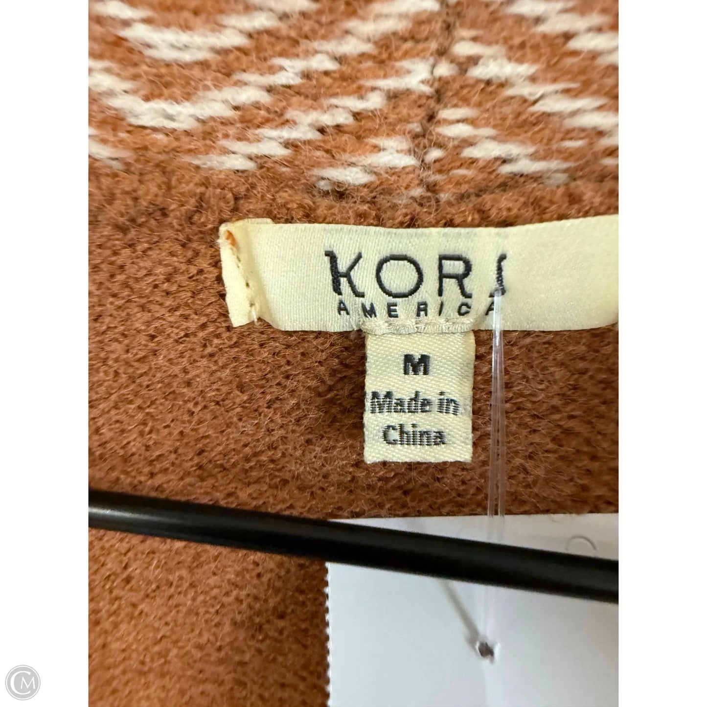 Sweater Cardigan By Kori America In Brown & Cream, Size: M