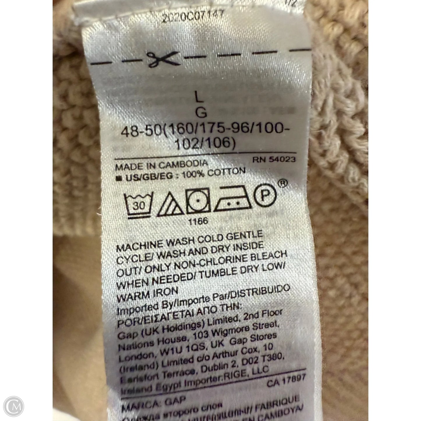 Sweater By Gap In Cream, Size: L