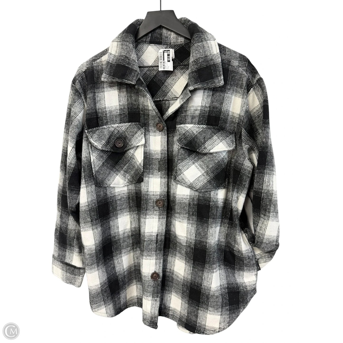 Jacket Shirt By Time And Tru In Black & White, Size: L