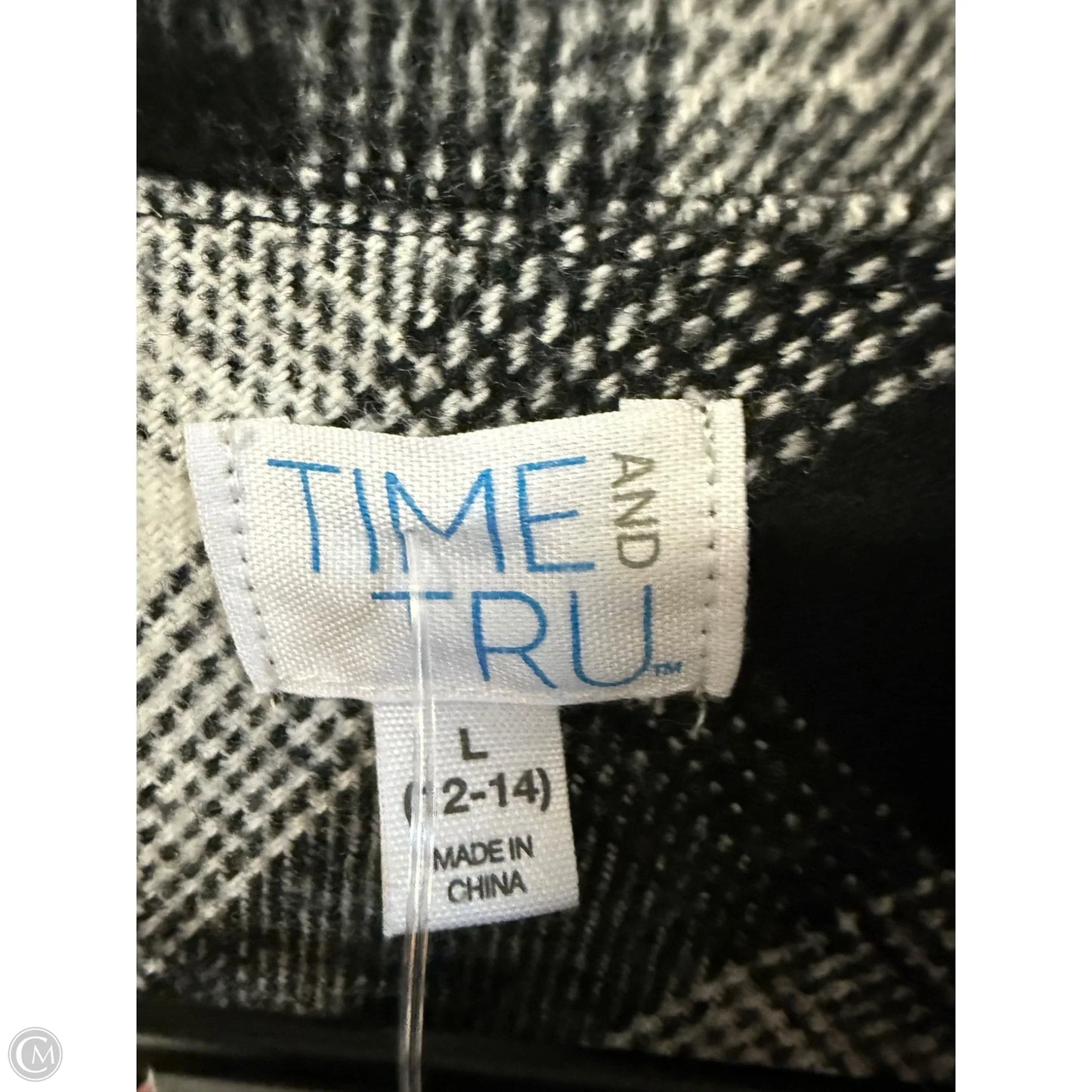 Jacket Shirt By Time And Tru In Black & White, Size: L