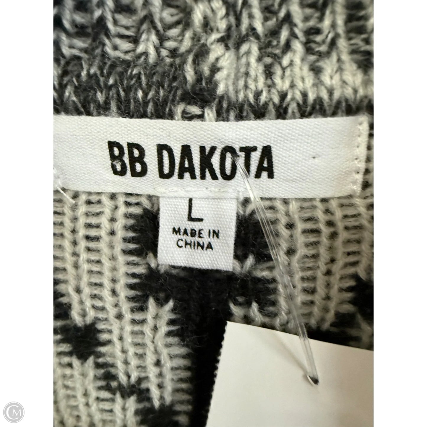 Sweater Cardigan By Bb Dakota In Black & Grey, Size: L