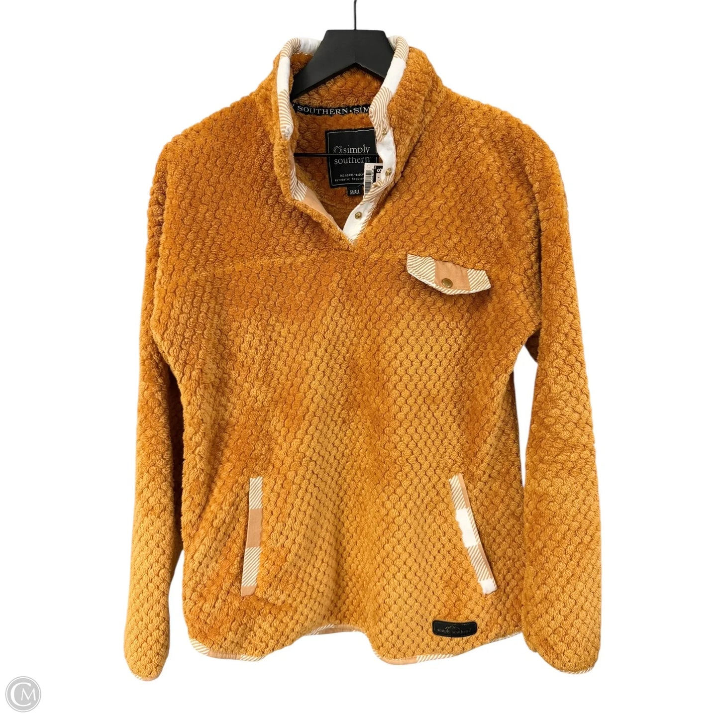 Sweatshirt Collar By Simply Southern In Yellow, Size: S