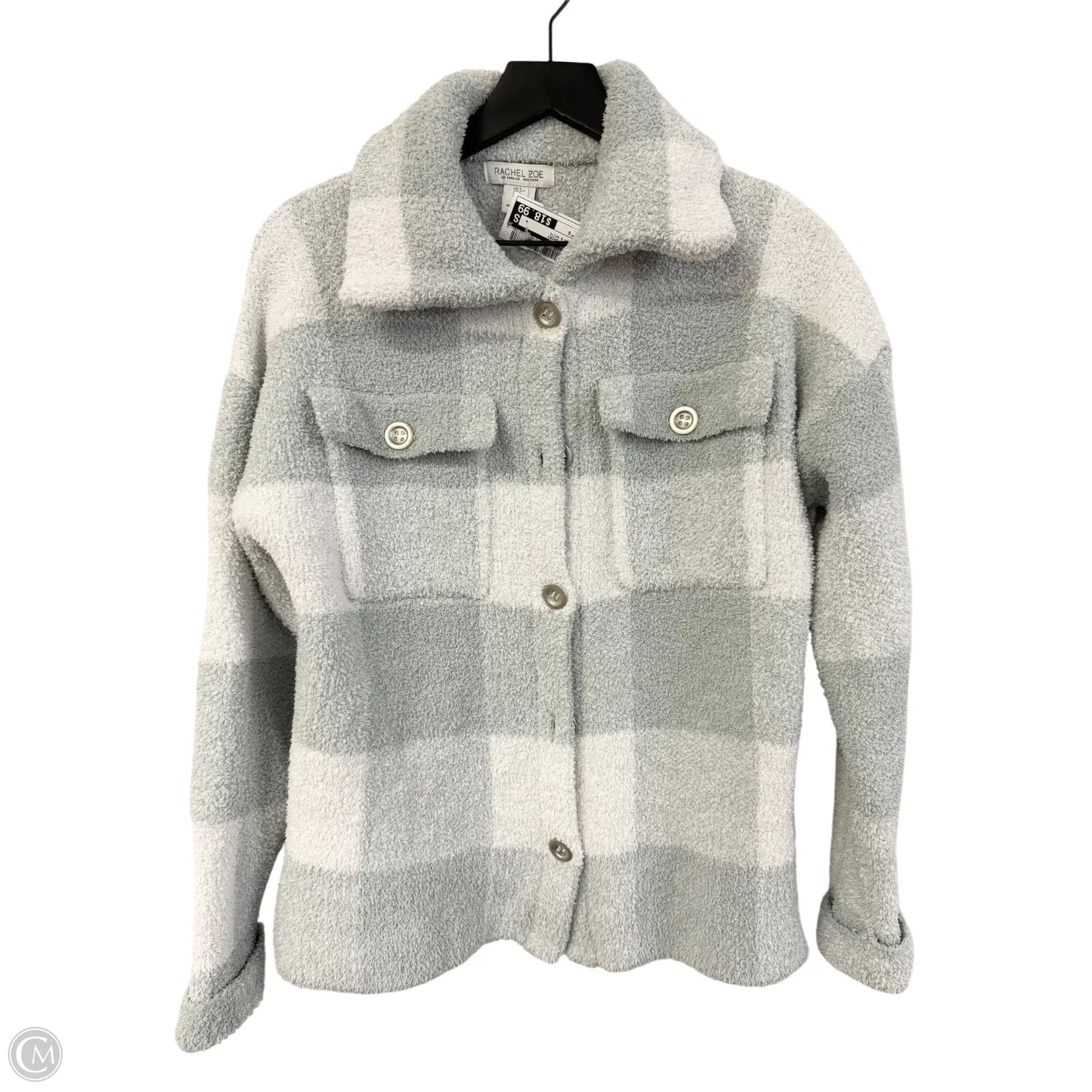 Jacket Shirt By Rachel Zoe In Green & White, Size: S