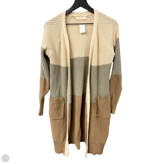 Sweater Cardigan By Doe & Rae In Brown & Grey, Size: S