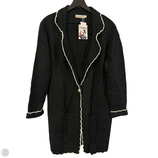 Sweater Cardigan By Cmf In Black & White, Size: M