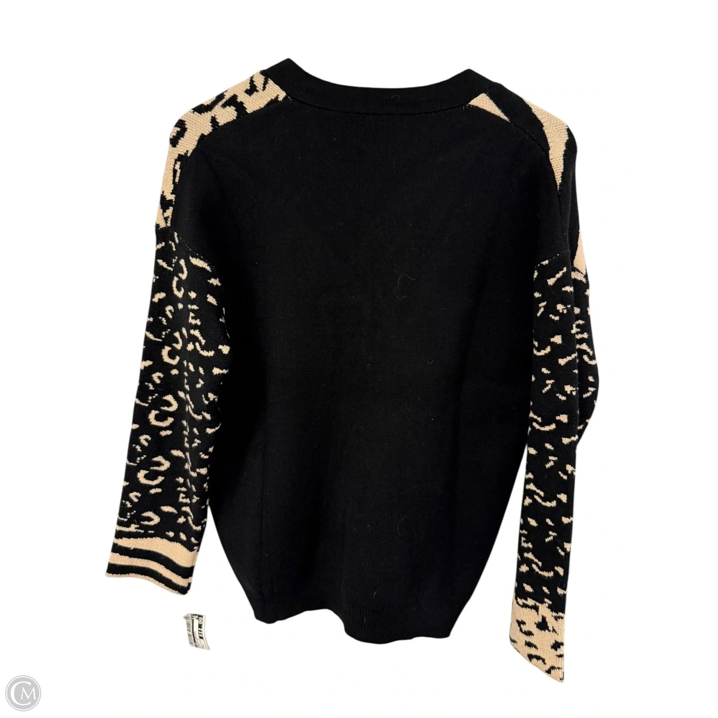 Sweater Cardigan By Cmf In Black & Tan, Size: S