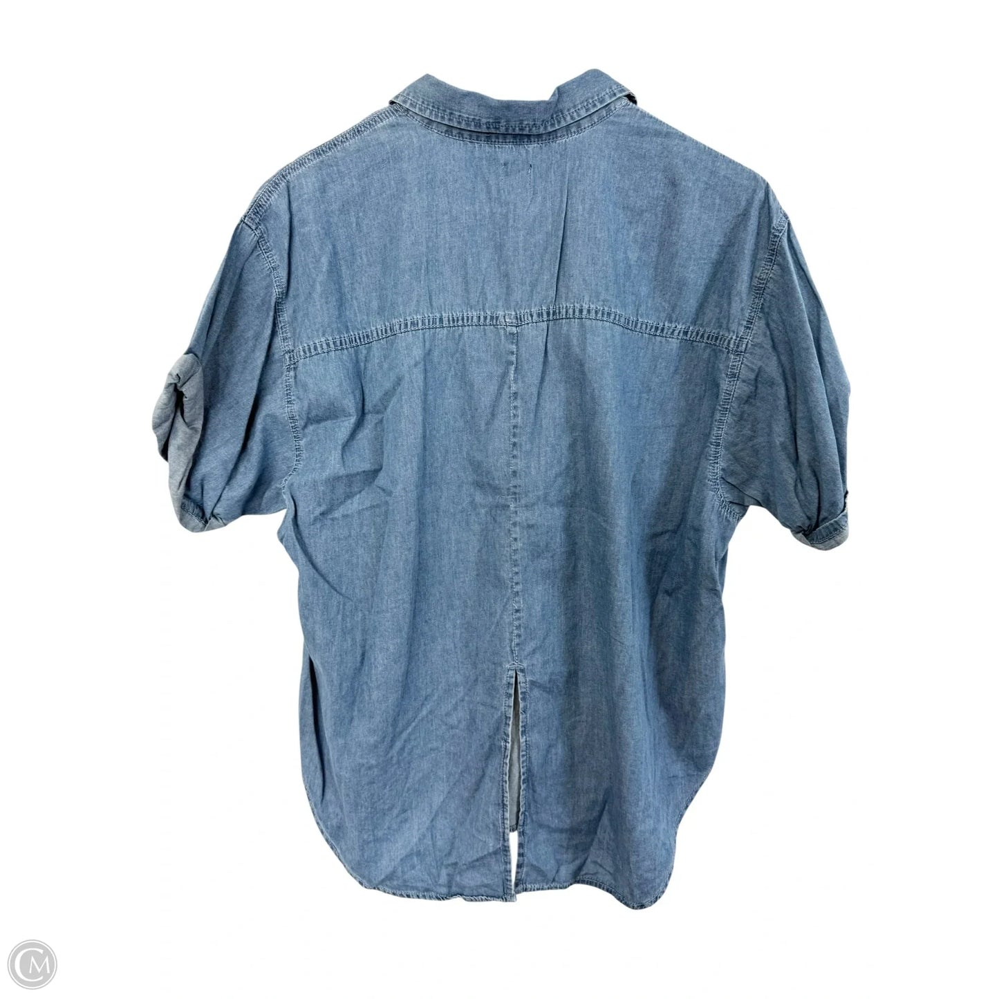 Blouse Short Sleeve By Gap In Blue Denim, Size: M